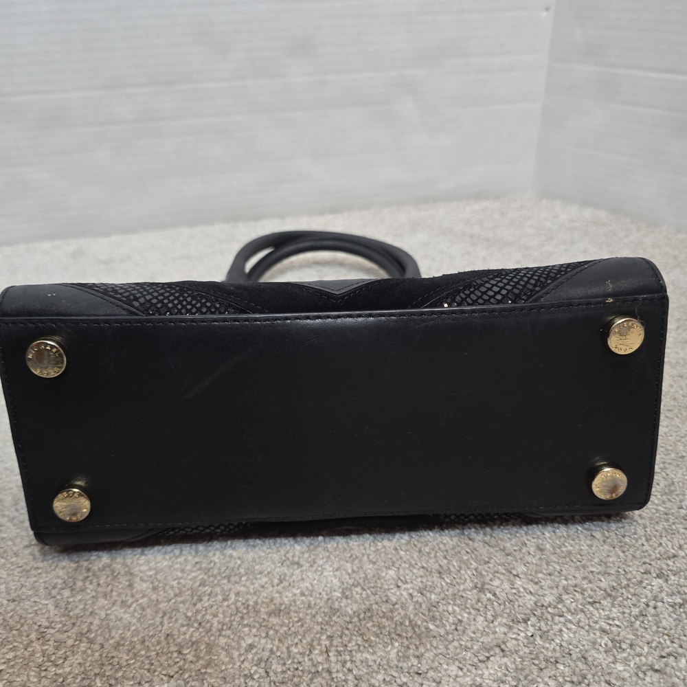 Michael Kors Selma Medium Black Suede Leather Chevron Satchel - Picture 12 of 13